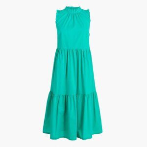 J Crew Factory Tiered Green A-Line Midi Dress